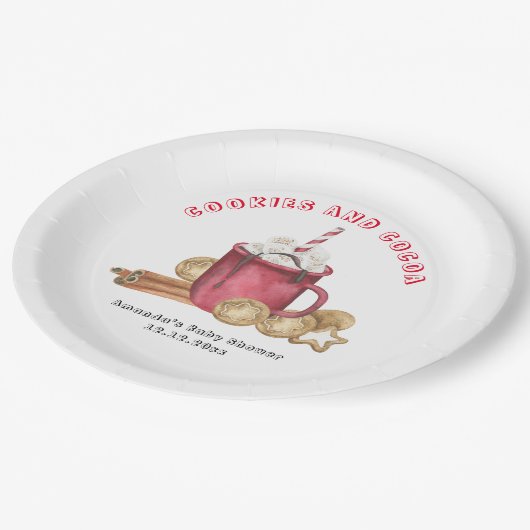 Kerstkoekjes en cacao baby shower papieren bordje (Gekanteld)