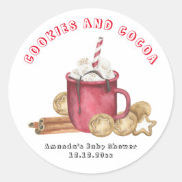 Kerstkoekjes en cacao baby shower ronde sticker