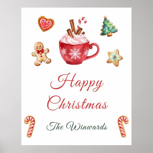 Kerstkoekjes en Cacao Feest Welkom Poster (Voorkant)