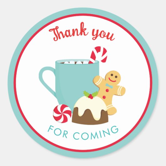 KERSTKOEKJES EN CACAO RONDE STICKER (Voorkant)