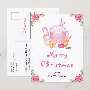 Kerstkoekjes en Cacao Roze Prettig Kerstfeest Feestdagenkaart