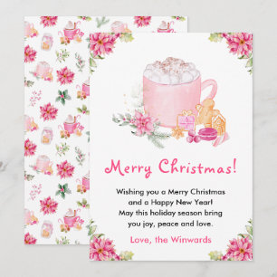 Kerstkoekjes en Cacao Roze Prettig Kerstfeest Feestdagenkaart