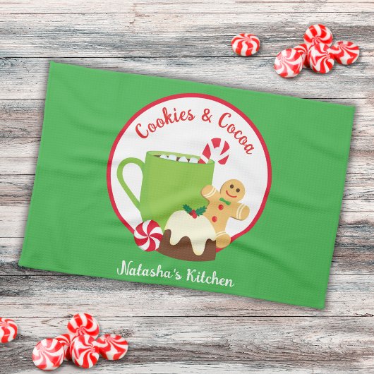 KERSTKOEKJES EN CACAO THEEDOEK