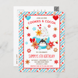 Kerstkoekjes en Cacao Verjaardag Blauw Briefkaart