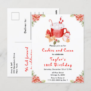Kerstkoekjes en Cacao Verjaardagsfeest Rood Briefkaart