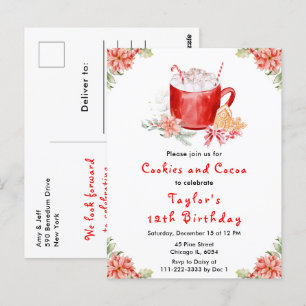 Kerstkoekjes en Cacao Verjaardagsfeest Rood Briefkaart