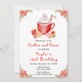 Kerstkoekjes en cacao verjaardagsfeestje rood kaart (Voorkant)