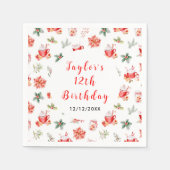 Kerstkoekjes en cacao verjaardagsfeestje rood servet (Voorkant)