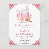 Kerstkoekjes en cacao verjaardagsfeestje roze briefkaart (Voorkant)