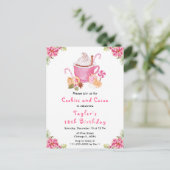 Kerstkoekjes en cacao verjaardagsfeestje roze briefkaart (Staand voorkant)