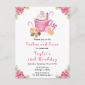 Kerstkoekjes en cacao verjaardagsfeestje roze briefkaart (Voorkant)