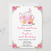 Kerstkoekjes en cacao verjaardagsfeestje roze kaart (Voorkant)