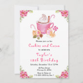 Kerstkoekjes en cacao verjaardagsfeestje roze kaart (Voorkant)