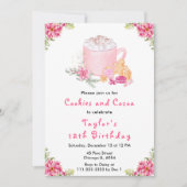 Kerstkoekjes en cacao verjaardagsfeestje roze kaart (Voorkant)