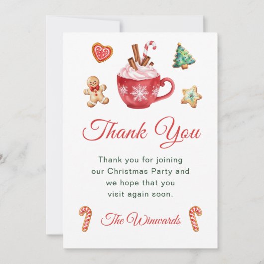 Kerstkoekjes en cacaofeest bedankkaart (Voorkant)
