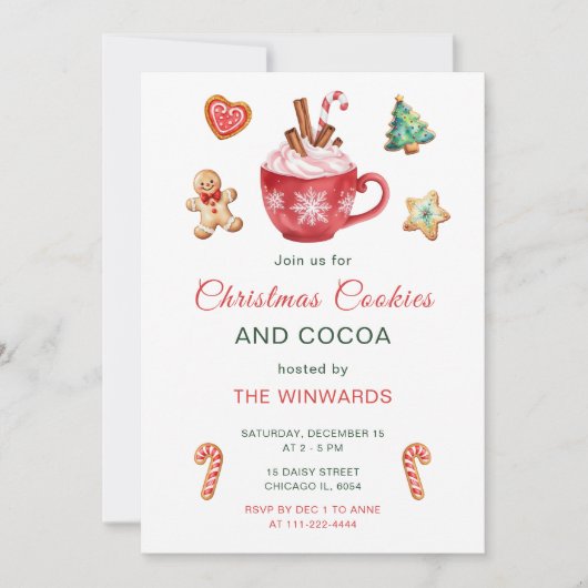 Kerstkoekjes en cacaofeest kaart (Voorkant)