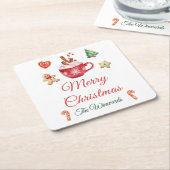 Kerstkoekjes en cacaofeest kartonnen onderzetters (Schuin)