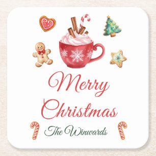 Kerstkoekjes en cacaofeest kartonnen onderzetters