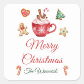 Kerstkoekjes en cacaofeest vierkante sticker (Voorkant)
