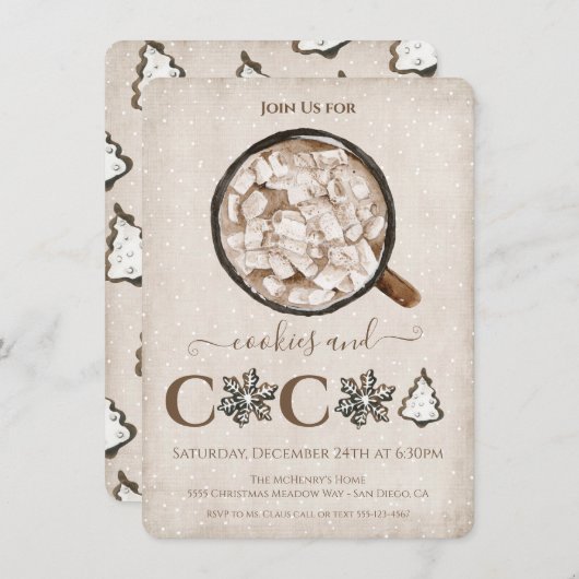 Kerstkoekjes en cacaofeestdag kaart (Voorkant / Achterkant)