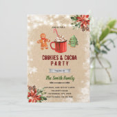 Kerstkoekjes en cacaouitnodiging kaart (Staand voorkant)
