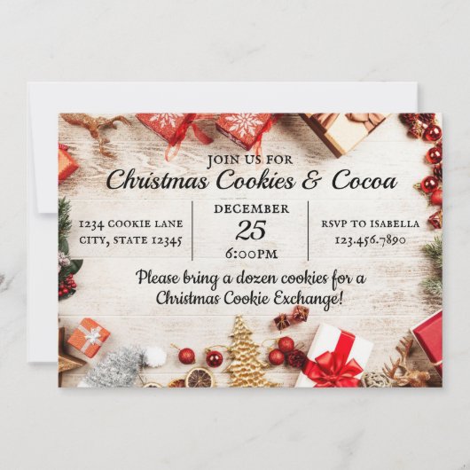 Kerstkoekjes en cacaowinter kaart (Voorkant)