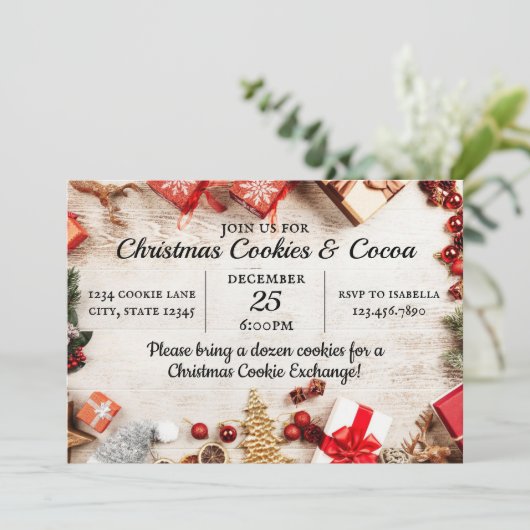 Kerstkoekjes en cacaowinter kaart (Staand voorkant)