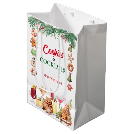 Kerstkoekjes en cocktails medium cadeauzakje (Voorkant Gekanteld)