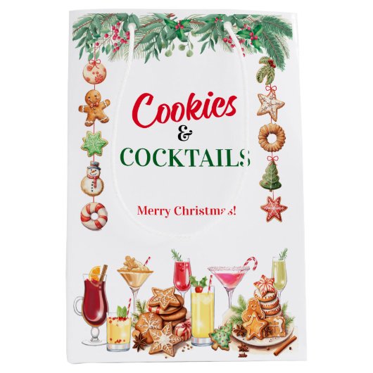 Kerstkoekjes en cocktails medium cadeauzakje (Voorkant)