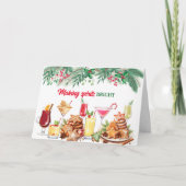 Kerstkoekjes en cocktails op vakantie bedankkaart (Voorkant)