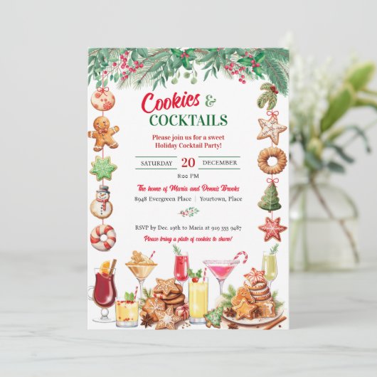 Kerstkoekjes en cocktails op vakantie kaart (Staand voorkant)