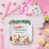 Kerstkoekjes en cocktails op vakantie papieren bordje (Feest)
