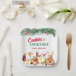 Kerstkoekjes en cocktails op vakantie papieren bordje