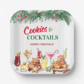 Kerstkoekjes en cocktails op vakantie papieren bordje (Voorkant)