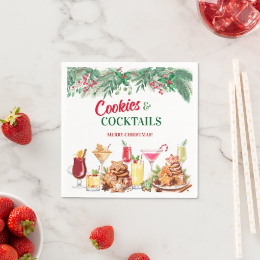 Kerstkoekjes en cocktails op vakantie servet (Insitu)