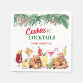 Kerstkoekjes en cocktails op vakantie servet (Voorkant)