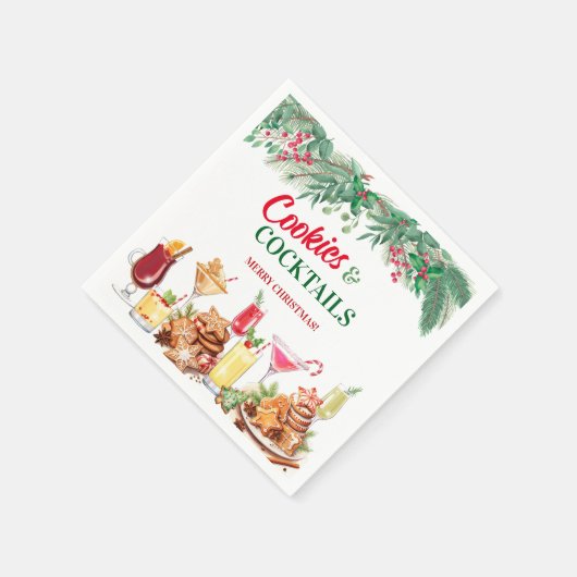 Kerstkoekjes en cocktails op vakantie servet (Hoek)