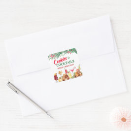 Kerstkoekjes en cocktails op vakantie vierkante sticker