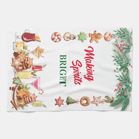 Kerstkoekjes en cocktails theedoek (Horizontaal)