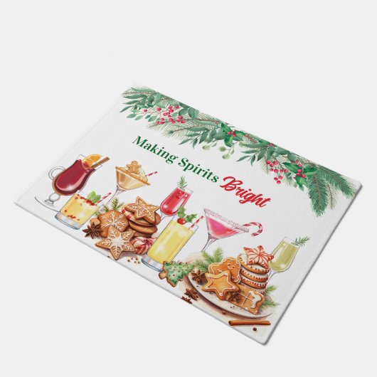 Kerstkoekjes en cocktails vakantie deurmat (Schuin)
