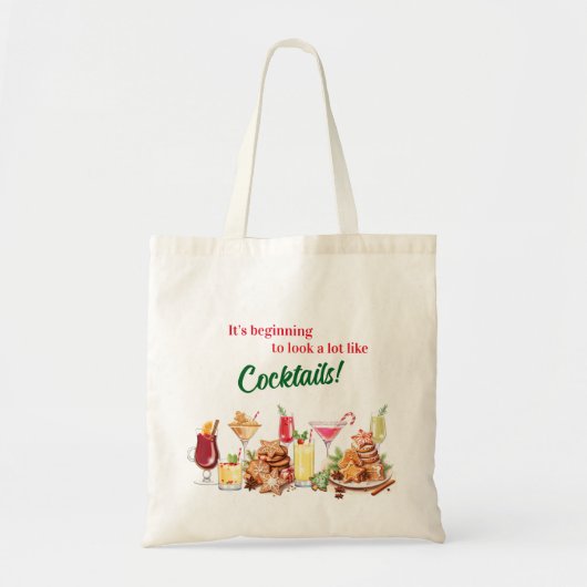 Kerstkoekjes en cocktails vakantie tote bag (Voorkant)