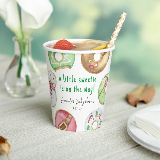 Kerstkoekjes en donuts baby shower papieren bekers (Insitu)