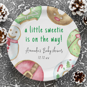 Kerstkoekjes en donuts baby shower papieren bordje