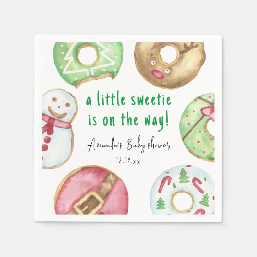 Kerstkoekjes en donuts baby shower servet (Voorkant)