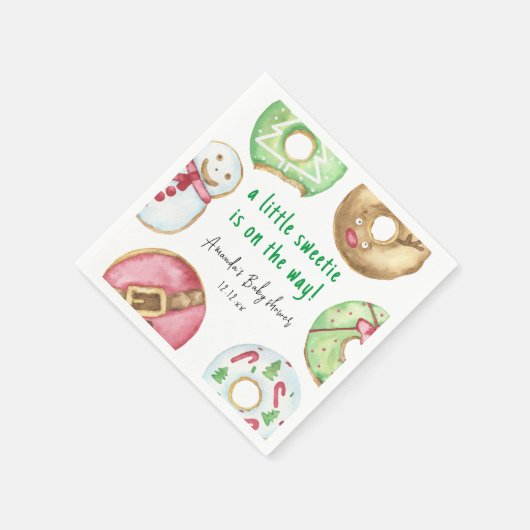 Kerstkoekjes en donuts baby shower servet (Hoek)