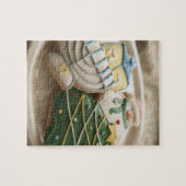 Kerstkoekjes en hanukkah op bord, legpuzzel (Horizontaal)