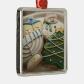 Kerstkoekjes en hanukkah op bord, metalen ornament (Rechts)
