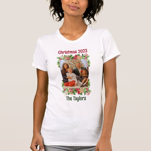 Kerstkoekjes en Holly fotosjabloon T-shirt (Voorkant)