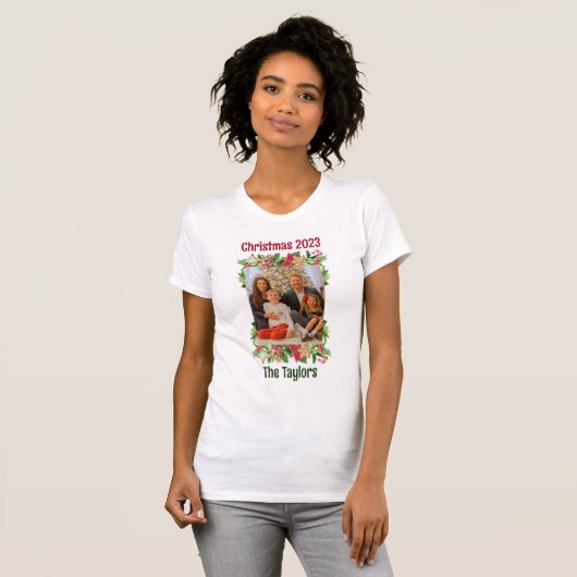 Kerstkoekjes en Holly fotosjabloon T-shirt (Voorkant volledig)