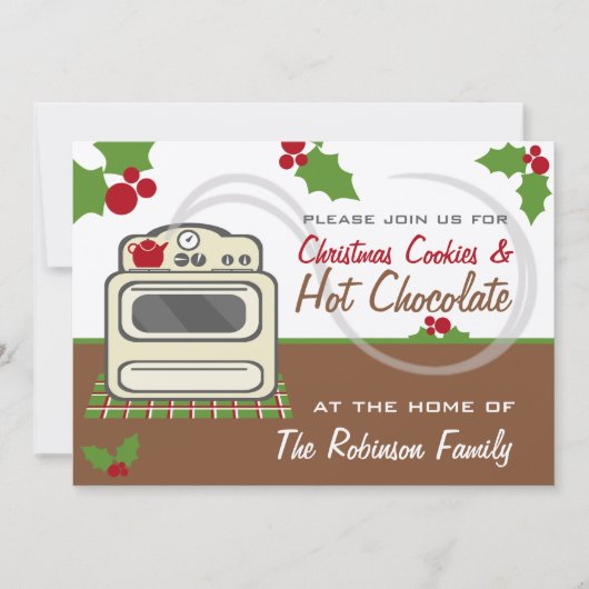 Kerstkoekjes en hot Chocolate Party Retro Kaart (Voorkant)